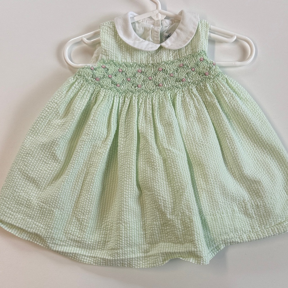 Ralph Lauren Green Baby Dress with White Collar